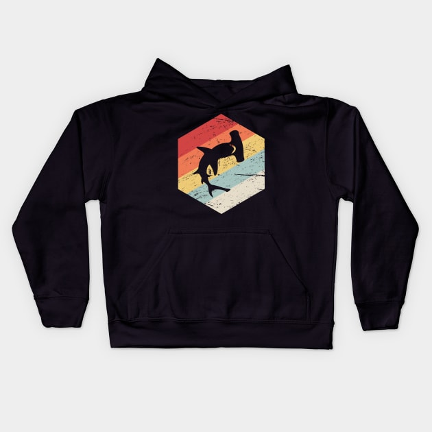 Retro Vintage Hammerhead Shark Icon Kids Hoodie by MeatMan